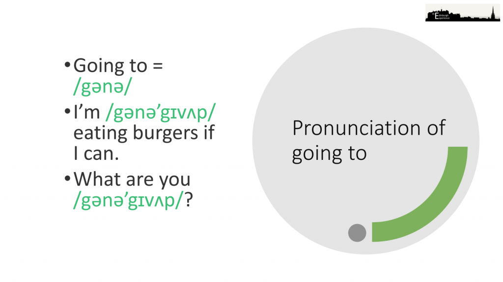 An image explaining the pronunciation of going  to in fluent English 