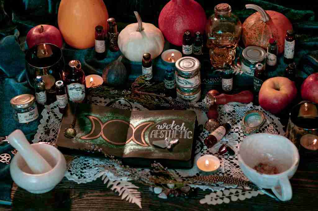 A witches altar. The Goddess of winter used to be an important part of Halloween in Scotland. 